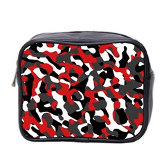 Black Red White Camouflage Pattern Mini Toiletries Bag (two Sides) by SpinnyChairDesigns