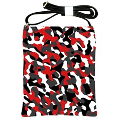 Black Red White Camouflage Pattern Shoulder Sling Bag by SpinnyChairDesigns