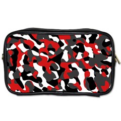 Black Red White Camouflage Pattern Toiletries Bag (one Side) by SpinnyChairDesigns