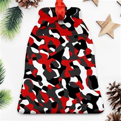 Black Red White Camouflage Pattern Bell Ornament (two Sides) by SpinnyChairDesigns