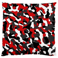 Black Red White Camouflage Pattern Large Cushion Case (one Side) by SpinnyChairDesigns