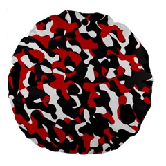 Black Red White Camouflage Pattern Large 18  Premium Round Cushions