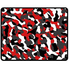 Black Red White Camouflage Pattern Double Sided Fleece Blanket (medium)  by SpinnyChairDesigns