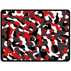 Black Red White Camouflage Pattern Double Sided Fleece Blanket (large)  by SpinnyChairDesigns