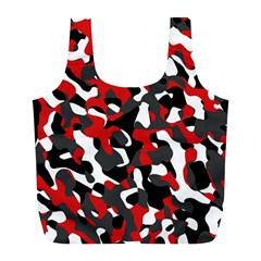 Black Red White Camouflage Pattern Full Print Recycle Bag (l) by SpinnyChairDesigns