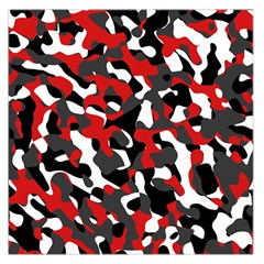 Black Red White Camouflage Pattern Large Satin Scarf (square) by SpinnyChairDesigns