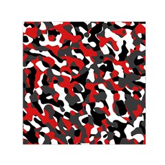 Black Red White Camouflage Pattern Small Satin Scarf (square) by SpinnyChairDesigns