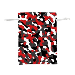 Black Red White Camouflage Pattern Lightweight Drawstring Pouch (l) by SpinnyChairDesigns