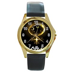 Venus Mrs Round Gold Metal Watch by PurplePrincess