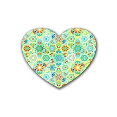 Bright Mosaic Rubber Coaster (heart)  by ibelieveimages