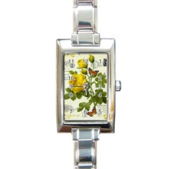 Yellow Roses Rectangle Italian Charm Watch