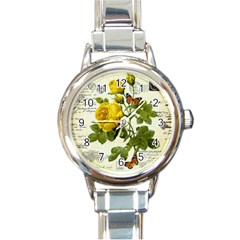 Yellow Roses Round Italian Charm Watch by ibelieveimages