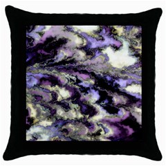 Purple Yellow Marble Throw Pillow Case (black)