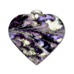 Purple Yellow Marble Dog Tag Heart (one Side) by ibelieveimages