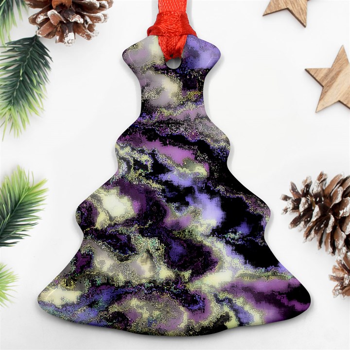 Purple Yellow Marble Ornament (Christmas Tree) 