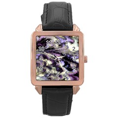 Purple Yellow Marble Rose Gold Leather Watch  by ibelieveimages