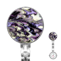 Purple Yellow Marble Stainless Steel Nurses Watch by ibelieveimages