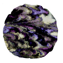 Purple Yellow Marble Large 18  Premium Flano Round Cushions by ibelieveimages