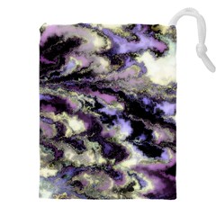 Purple Yellow Marble Drawstring Pouch (5xl) by ibelieveimages