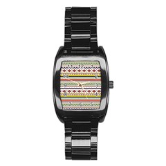 Bright Tribal Stainless Steel Barrel Watch