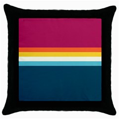 70s Vintage Stripes Throw Pillow Case (black) by tmsartbazaar