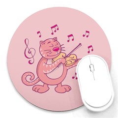 Cat With Violin Round Mousepads by sifis