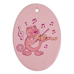 Cat With Violin Ornament (oval) by sifis