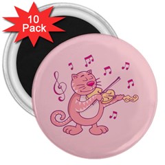 Cat With Violin 3  Magnets (10 Pack)  by sifis