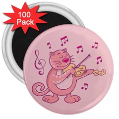 Cat With Violin 3  Magnets (100 Pack) by sifis