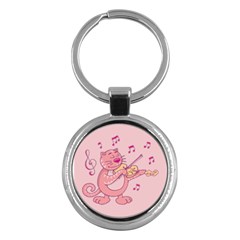 Cat With Violin Key Chain (round) by sifis