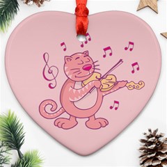 Cat With Violin Heart Ornament (two Sides) by sifis