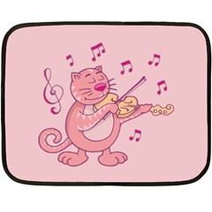 Cat With Violin Double Sided Fleece Blanket (mini)  by sifis