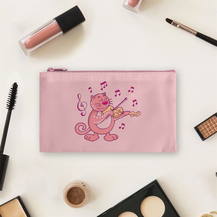 Cat With Violin Cosmetic Bag (Small)