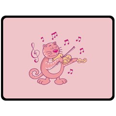 Cat With Violin Fleece Blanket (large)  by sifis