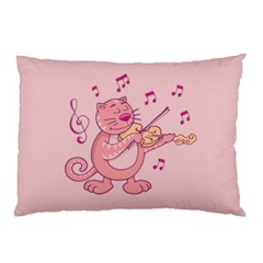 Cat With Violin Pillow Case (two Sides) by sifis