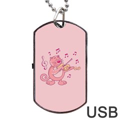 Cat With Violin Dog Tag Usb Flash (one Side) by sifis