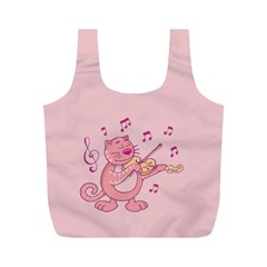 Cat With Violin Full Print Recycle Bag (m) by sifis