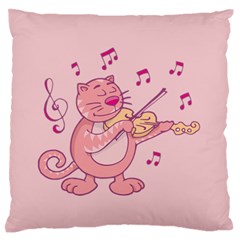 Cat With Violin Large Flano Cushion Case (two Sides) by sifis