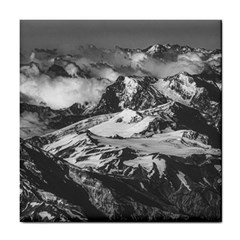 Black And White Andes Mountains Aerial View, Chile Tile Coaster by dflcprintsclothing