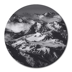 Black And White Andes Mountains Aerial View, Chile Round Mousepads