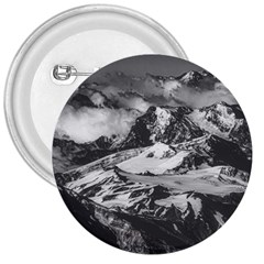 Black And White Andes Mountains Aerial View, Chile 3  Buttons by dflcprintsclothing