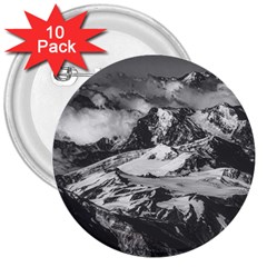 Black And White Andes Mountains Aerial View, Chile 3  Buttons (10 Pack)  by dflcprintsclothing