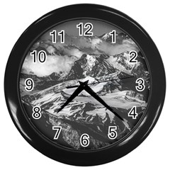 Black And White Andes Mountains Aerial View, Chile Wall Clock (black) by dflcprintsclothing