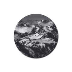 Black And White Andes Mountains Aerial View, Chile Rubber Coaster (round)  by dflcprintsclothing