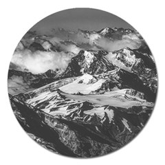 Black And White Andes Mountains Aerial View, Chile Magnet 5  (round) by dflcprintsclothing