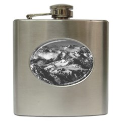 Black And White Andes Mountains Aerial View, Chile Hip Flask (6 Oz) by dflcprintsclothing