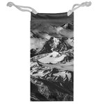 Black And White Andes Mountains Aerial View, Chile Jewelry Bag Back