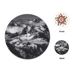 Black And White Andes Mountains Aerial View, Chile Playing Cards Single Design (round)