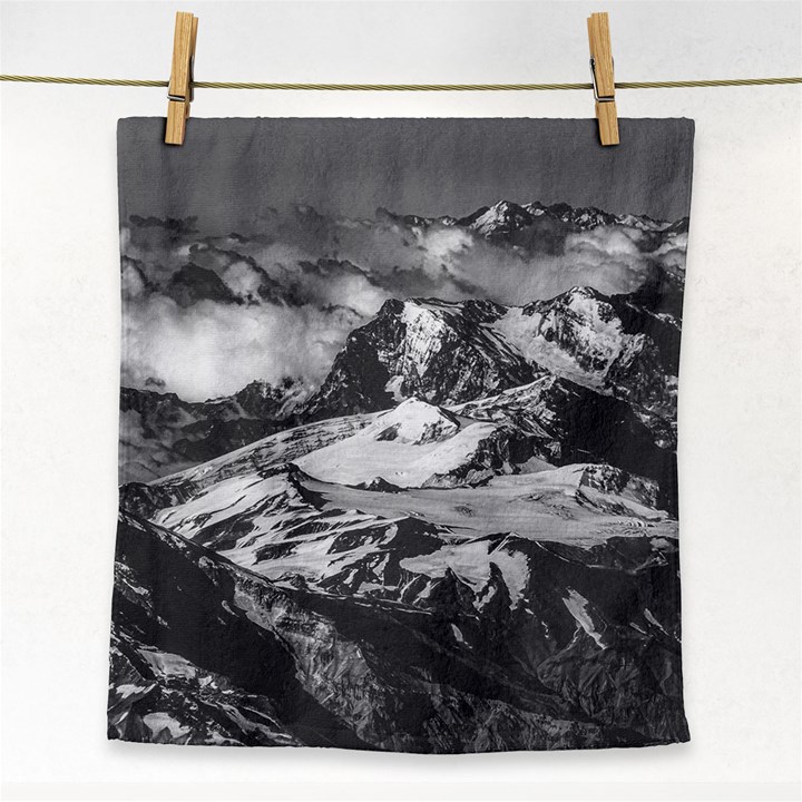 Black And White Andes Mountains Aerial View, Chile Face Towel