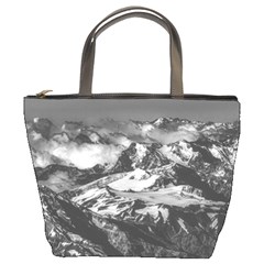 Black And White Andes Mountains Aerial View, Chile Bucket Bag by dflcprintsclothing